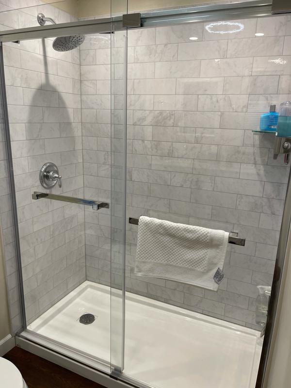 Carrara Marble Subway Corner Shower Enclosure Kit – American Bath Factory