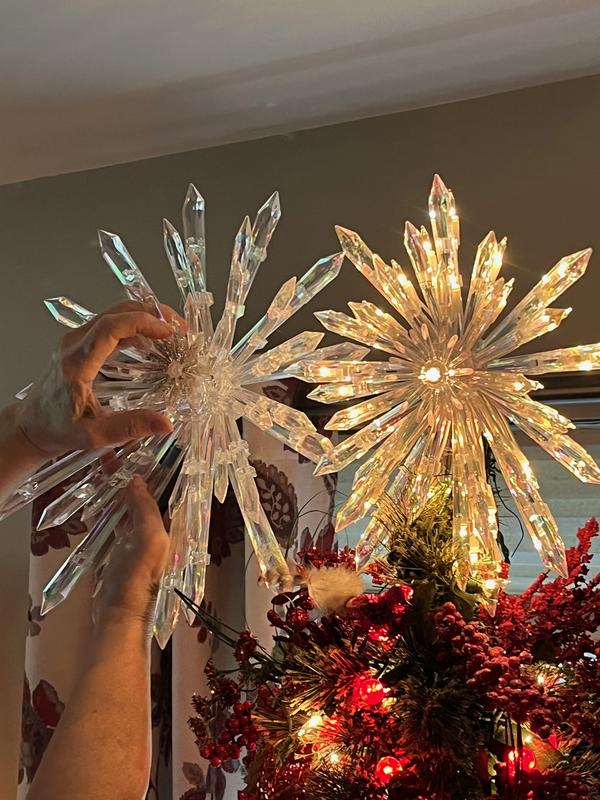 Gerson International 13-in Star Clear White Christmas Tree Topper ...