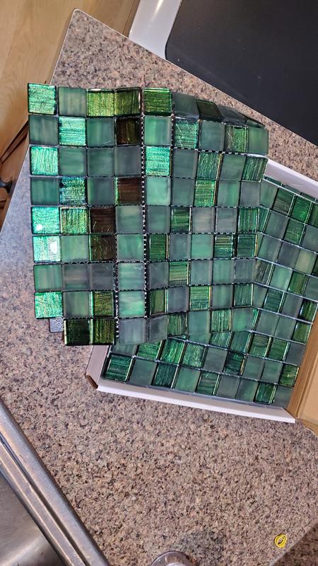 Apollo Tile Nirvana Emerald Green 12-in x 12-in Polished Glass