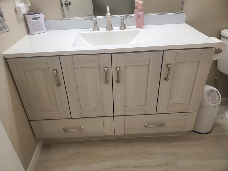 Diamond NOW Collins 60-in Frost Gray Double Sink Bathroom Vanity with White Cultured  Marble Top in the Bathroom Vanities with Tops department at 
