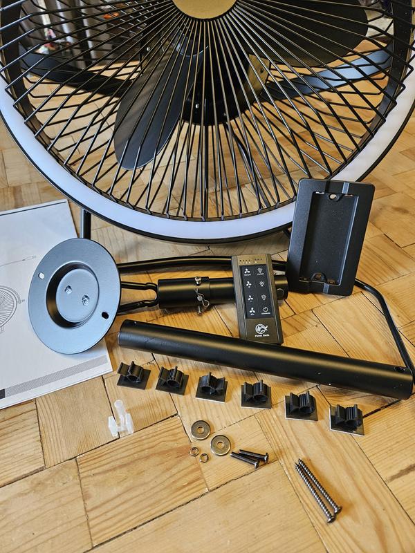 Parrot Uncle Jobsite Fan 23.7-in Matte Black LED Cage Ceiling Fan With ...