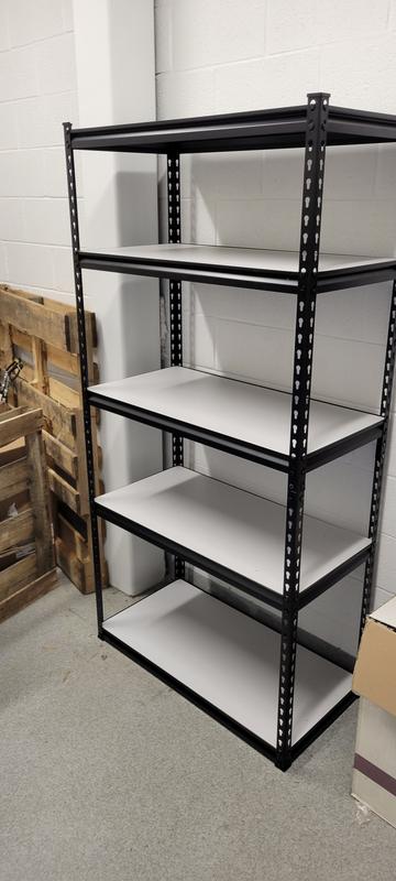 King's Rack 5-Tier Metal Boltless Storage Shelving in Black and Wooden