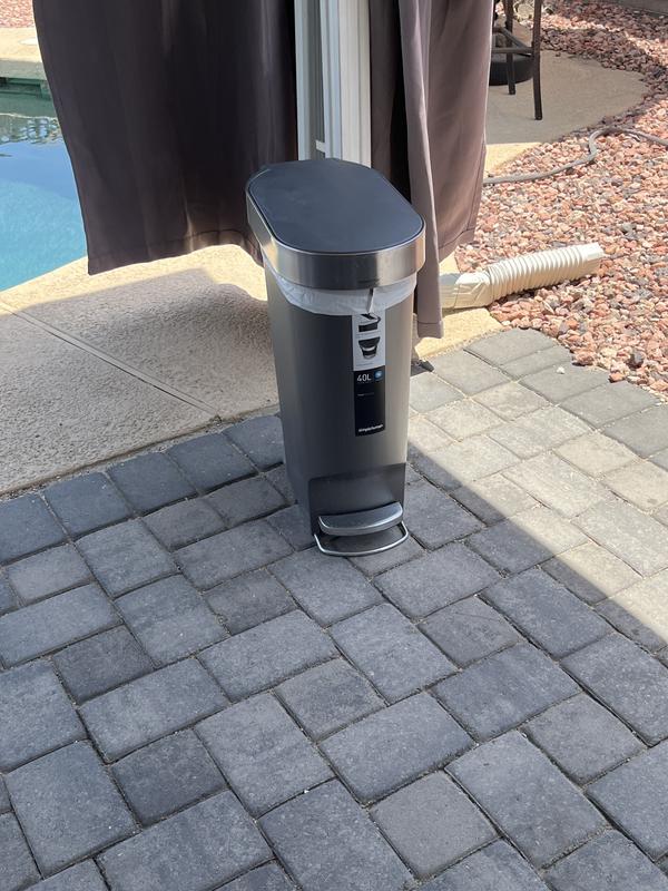 40-Liter Slim Plastic Step-On Trash Can in Grey