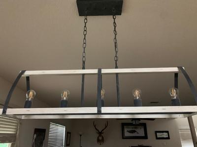 Kichler Gartin 5-Light Weathered Zinc Transitional Linear Large Hanging Kitchen Island Light