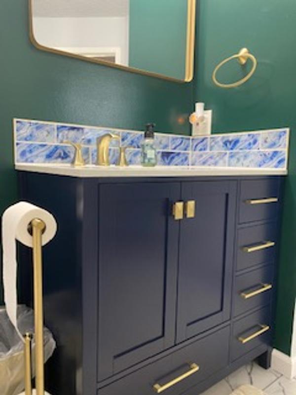 Disar 30'' Bathroom Vanity White Single Sink with Calacatta Quartz