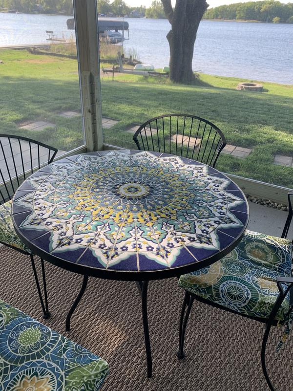 los angeles mosaic umbrella patio tables PURPLE LEAF Round Tiltable Poolside Porch Table Umbrella High durable resin housing and hub Phi Villa 31" Patio Square