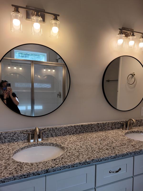 Origin 21 28-in W x 28-in H Round Brush Gold Framed Wall Mirror