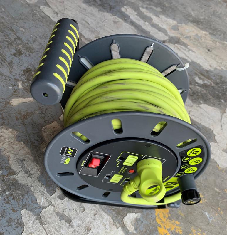 80 ft. 13 Amp 14 /3 Large Open Cable Reel with 4-Sockets