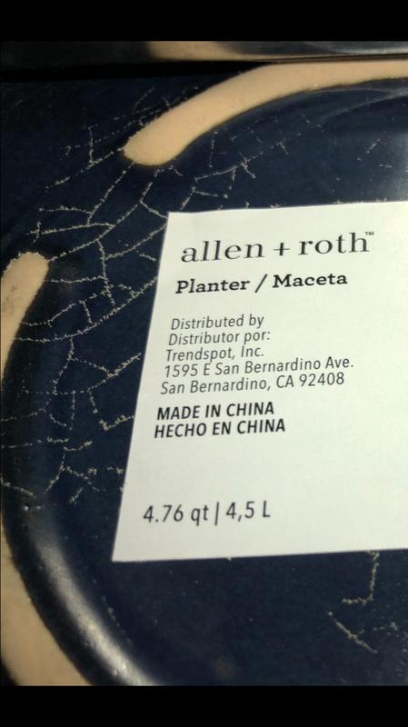 allen + roth Round 9.9606-in W x 6.496-in H Blue Ceramic Indoor Planter ...