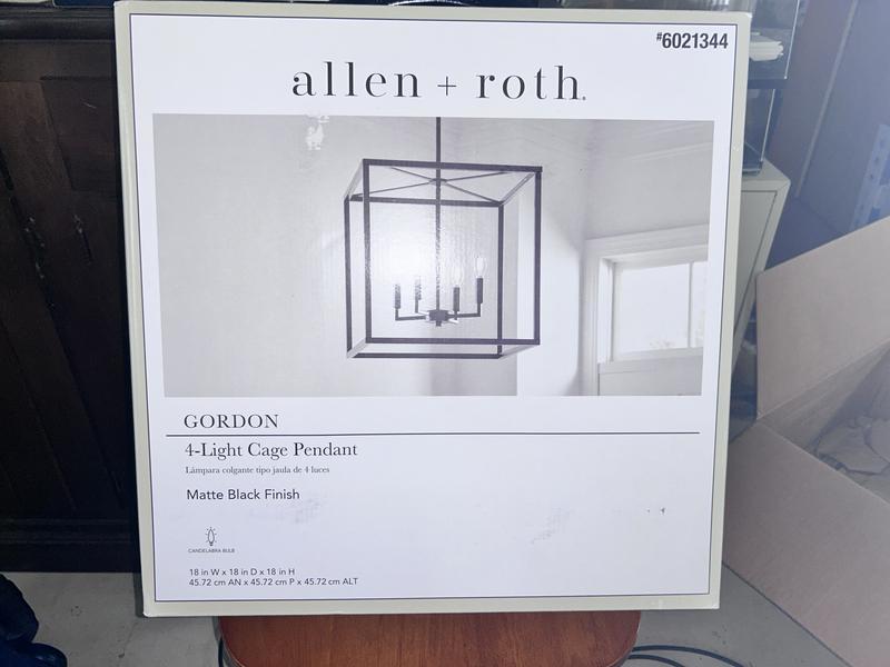 allen + roth Gordon 4 -Light Matte Black Transitional Square Medium ...