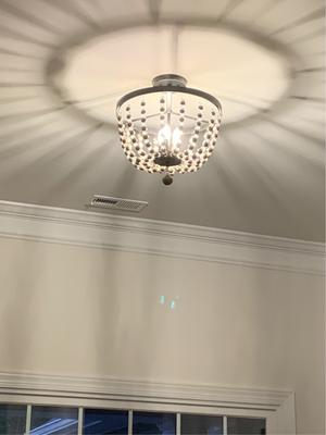 LNC Mocha 3-Light 16-in Distressed Wood Black Silver Crystal 