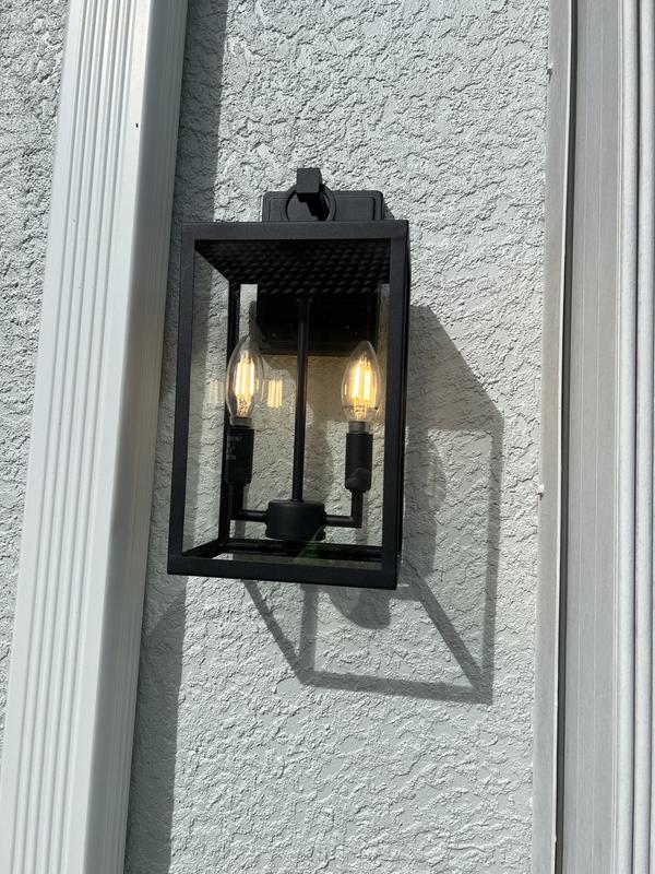 Cedar Hill 2-Light 14-in Black Outdoor Wall Light in the Outdoor Wall Lights  department at