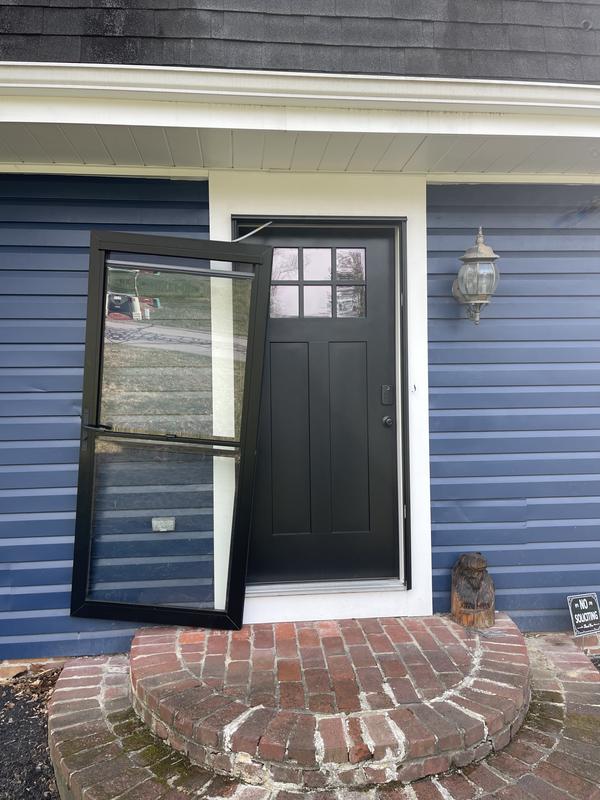 LARSON Platinum Secure Glass 36-in X 81-in Black Aluminum Right-hand