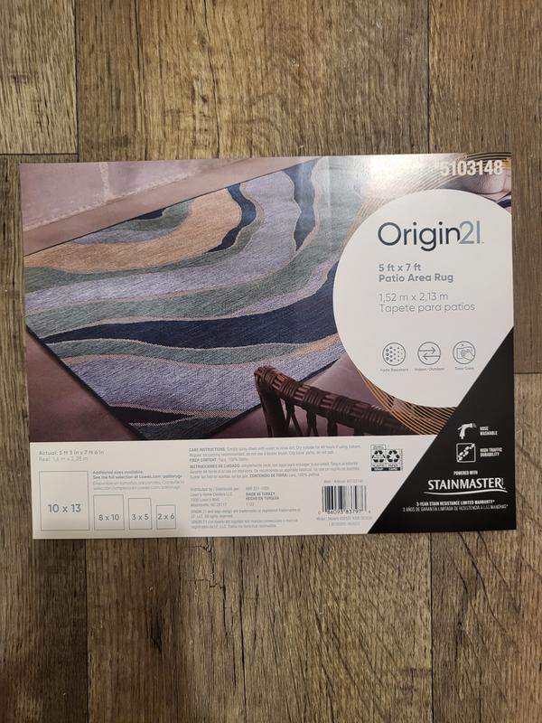 Origin 21 Wave Outdoor 5 x 8 Blue Outdoor Geometric Coastal Area Rug in ...