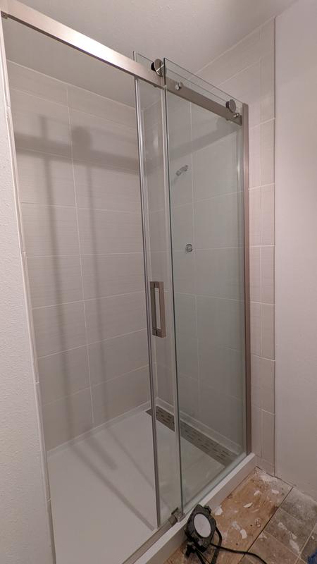 ANZZI 76 x 48 inch Frameless Shower Door in Brushed Gold, Madam Water  Repellent Glass Shower Door with Seal Strip, Easy Gilde Sliding Shower Door  Parts Rollers, SD-AZ13-01BG 