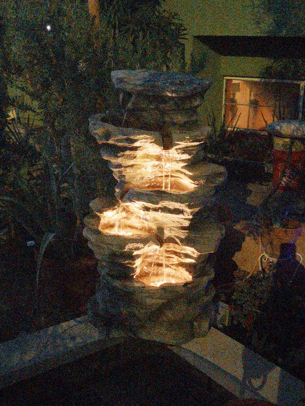 allen + roth 40.2-in H Resin Electric Powered Rock Outdoor Fountain ...