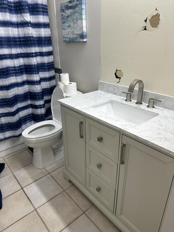 allen + roth Pittman 42-in Muse Gray Undermount Single Sink Bathroom Vanity with White Engineered Calacatta Veined Engineered Stone Top