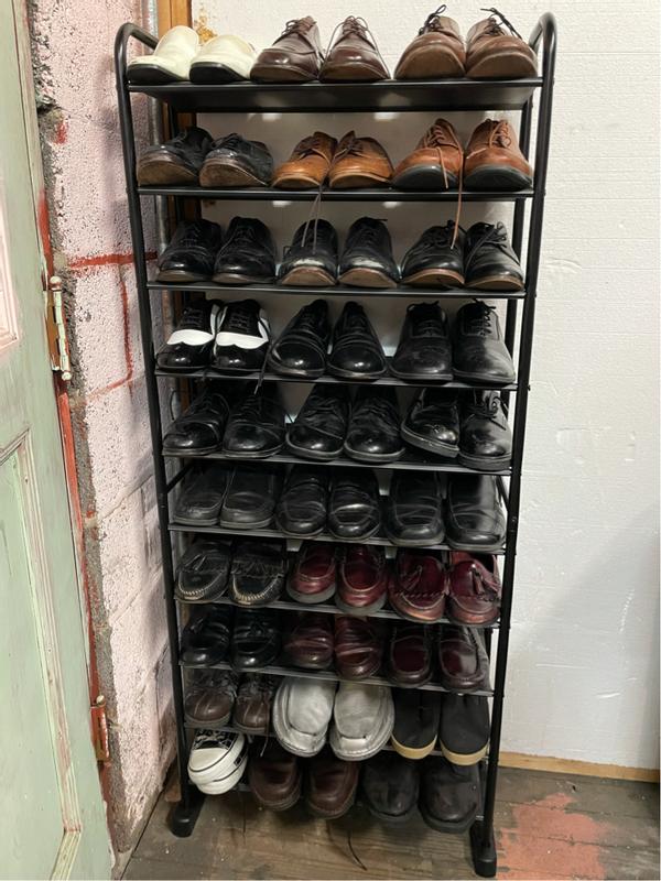 Black & Fuchsia 10 Shelf Shoe Organizer Storage Organization