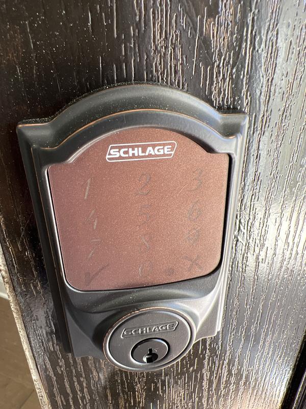 Schlage® Sense™ Satin Nickel Smart Door Deadbolt with Camelot Trim