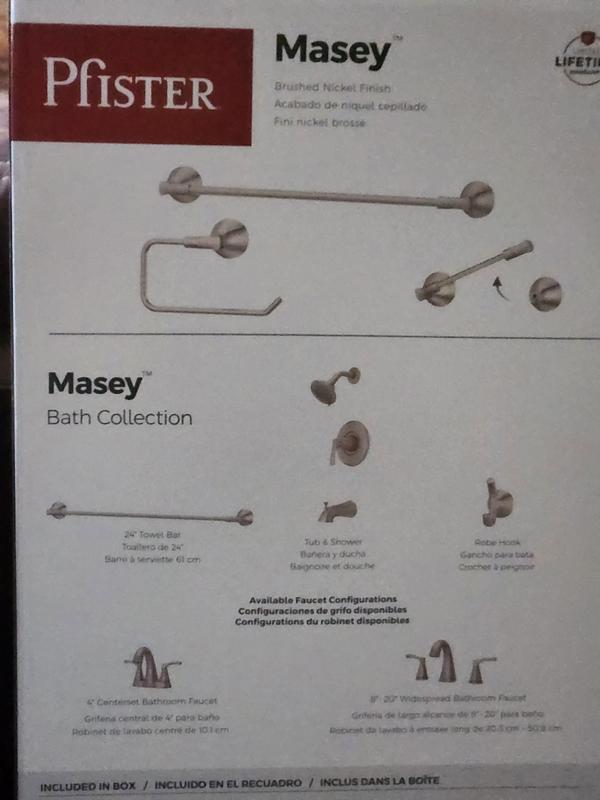 Pfister 3 Piece Masey Brushed Nickel Decorative Bathroom Hardware Set with Towel Bar Toilet Paper Holder and Towel Ring in the Decorative Bathroom Hardware Sets department at Lowes