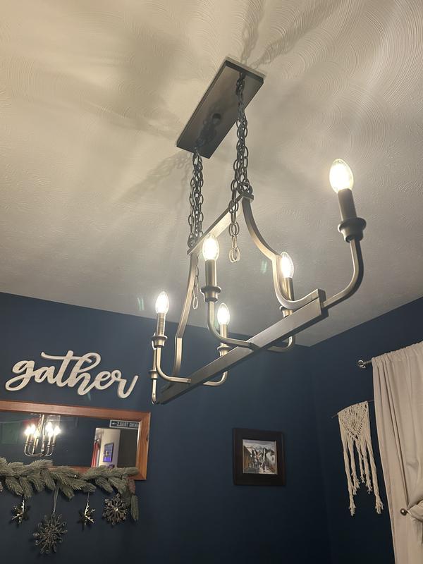 Progress Lighting Myerly 6-Light Weathered Brass Modern/Contemporary Linear Large Hanging Kitchen Island Light