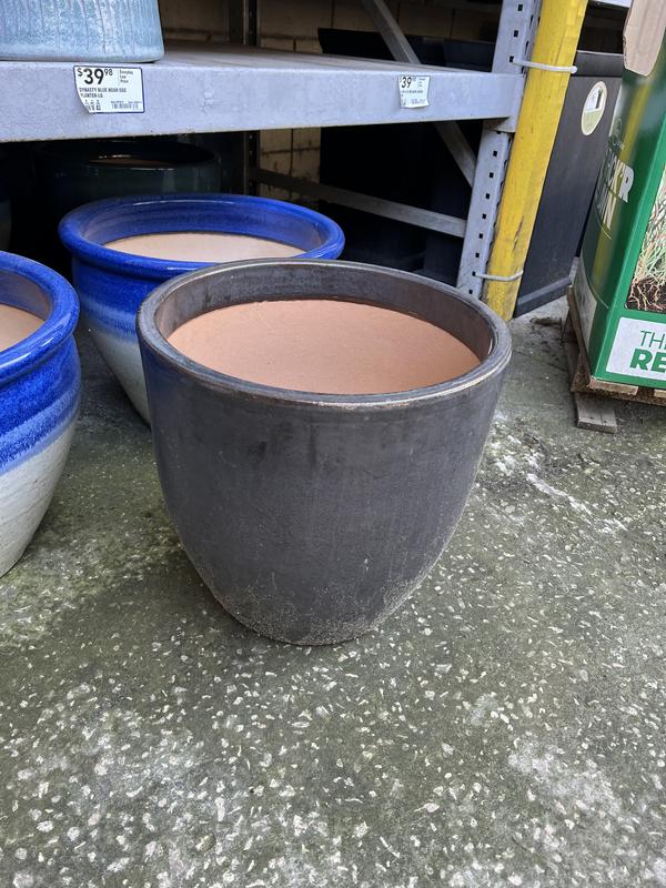 allen + roth Round 15.1-in W Extra Large Gray Ceramic Indoor