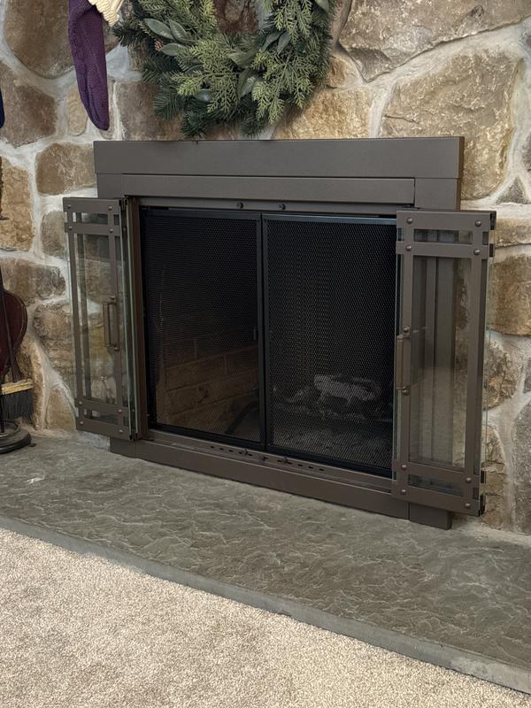 Pleasant Hearth Aerin Burnished Bronze Medium Bifold Fireplace Doors ...