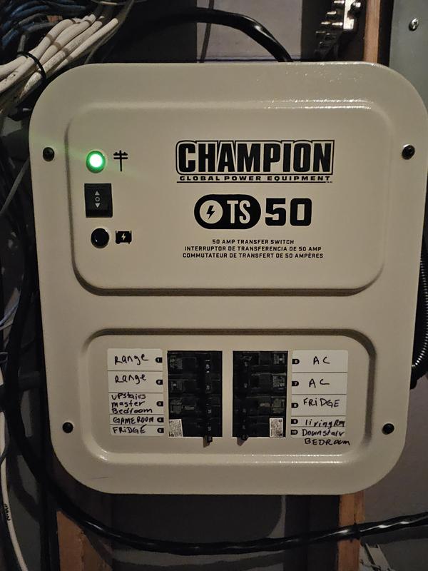 Champion Power Equipment 50-Amp Manual Transfer Switch Kit with Power ...