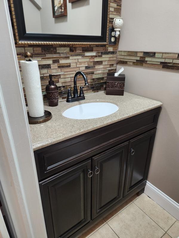 Style Selections Gladmere 36.5-in Java Single Sink Bathroom Vanity with Nutmeg Solid Surface Top