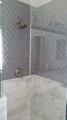 Hematite Squares Grey 2 x 2 Glossy & Frosted Glass Mirror Tile CKR112