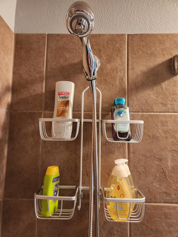 IDesign Milo Hanging Shower Caddy - Steel Organizer With 2 Shelves, 14 Hooks & Towel Bar | 9" X 4.5" X 21.25", Silver, No Drill Needed - View #2