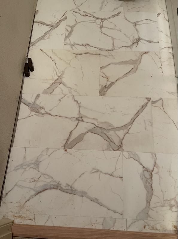 Pergo Rome Marble White Marble Look 22-mil x 12-in W x 24-in L ...