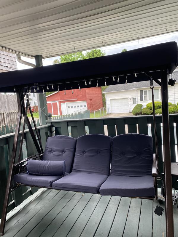 PURPLE LEAF Outdoor Porch Swing 2-person Beige Aluminum Outdoor