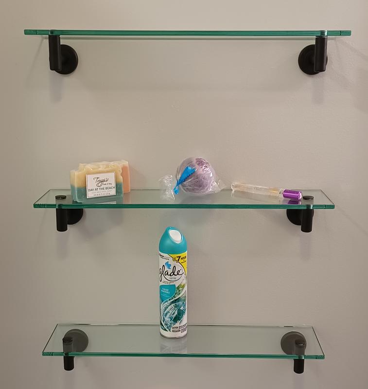 Gatco Latitude Satin Nickel 1-Tier Glass Wall Mount Bathroom Shelf  (20.125-in x 5.25-in) in the Bathroom Shelves department at