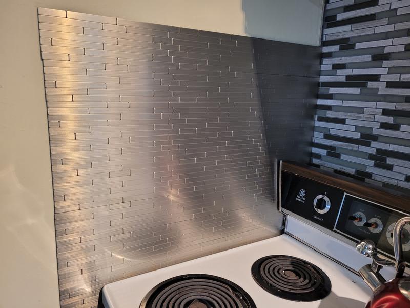 SpeedTiles Hex II S2 Metal Range Backsplash - Quick Peel & Stick  Installation with Powerful Adhesive - Edge Trims Included - 30 Inch Wide  with