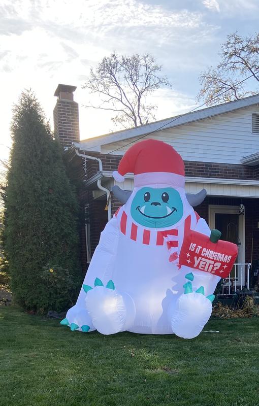 Gemmy 9.5' Airblown Christmas Inflatable Yeti with Santa Hat Scarf