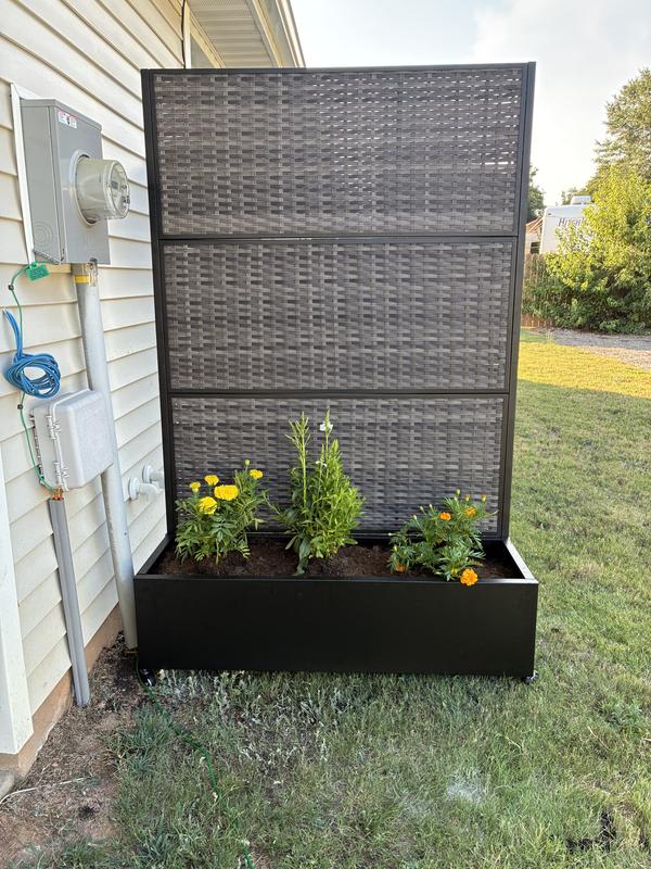 Dreamsidea Privacy screen with flower box and wheels galvanized steel ...