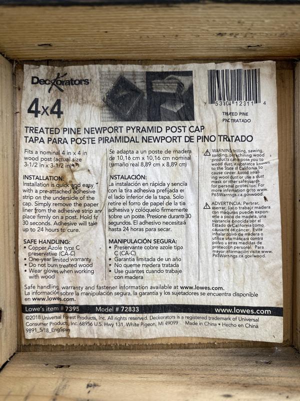 Deckorators Newport Capuchon De Poteau En Pin Traité Sous