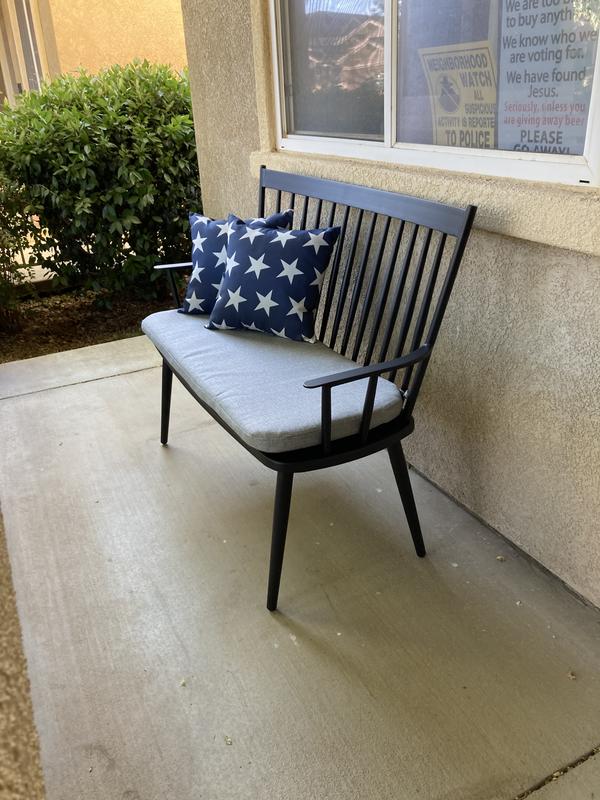 Windsor metal stack patio loveseat hot sale bench black