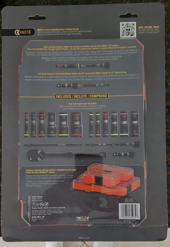 Klein Tools KNECT Flip-24 Deep-Well, Heavy-Duty Impact Socket Set