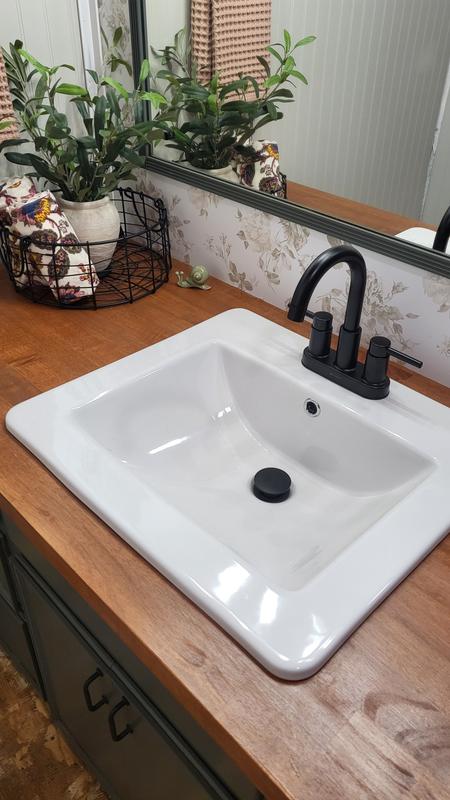 allen + roth Vitreous China Drop-In Rectangular White Bathroom