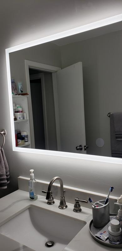 Style selections led lit mirror shop rectangular frameless lighted led bathroom mirror