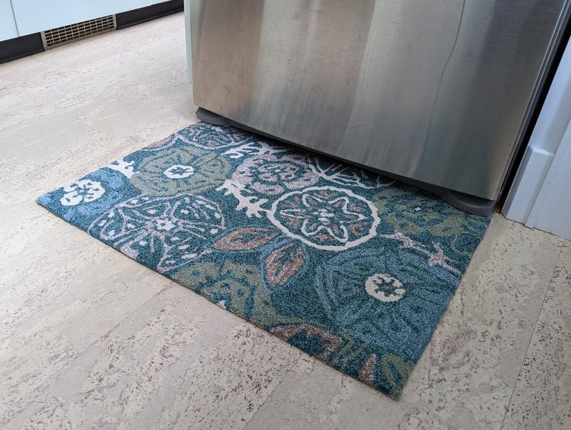 allen + roth with STAINMASTER 2 X 3 (ft) Teal Indoor/Outdoor  Floral/Botanical Throw Rug in the Rugs department at