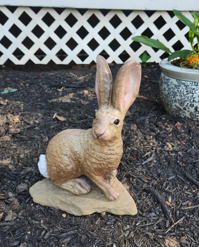14-in H x 5-in W Brown Rabbit Garden Statue 19-147013BU at Lowes.com