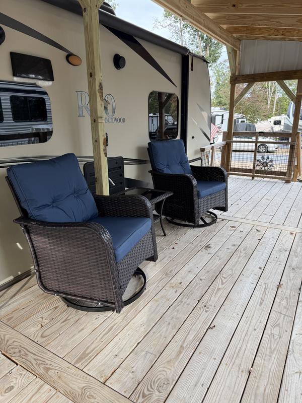 ALAULM Wicker Swivel Rocking Chair Set Set of 2 Wicker Brown Wicker ...