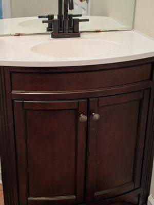 Style Selections Delyse 30-in White Single Sink Bathroom Vanity with Pepper Solid Surface Top