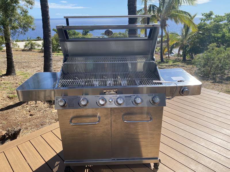 6 Burner Propane Gas Grill in Stainless with LED Controls, Side Burner –  Monument Grills