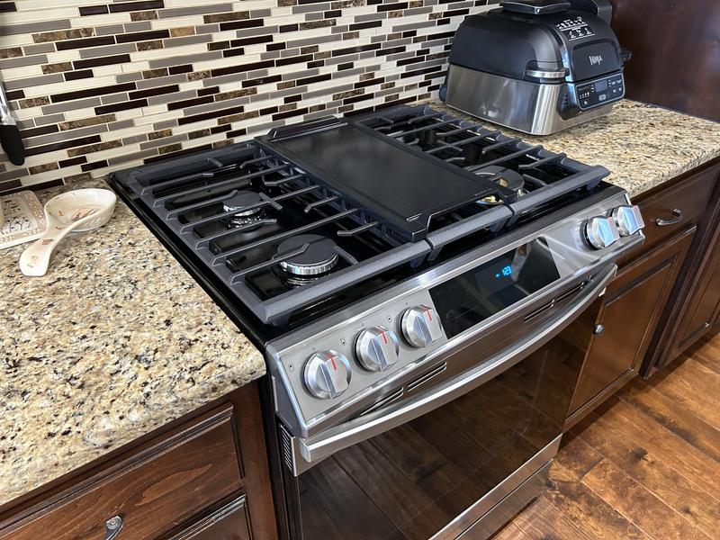NX60T8511ST by Samsung - 6.0 cu ft. Smart Slide-in Gas Range with Air Fry  in Tuscan Stainless Steel
