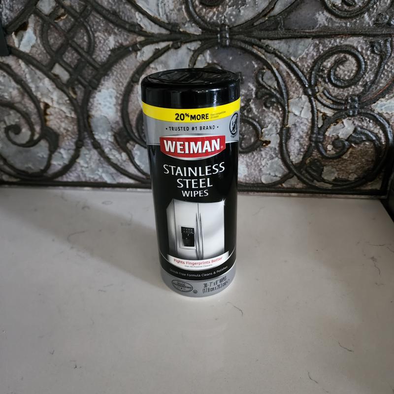 Weiman Stainless Steel Wipes - 30 / Canister - 4 / Carton 