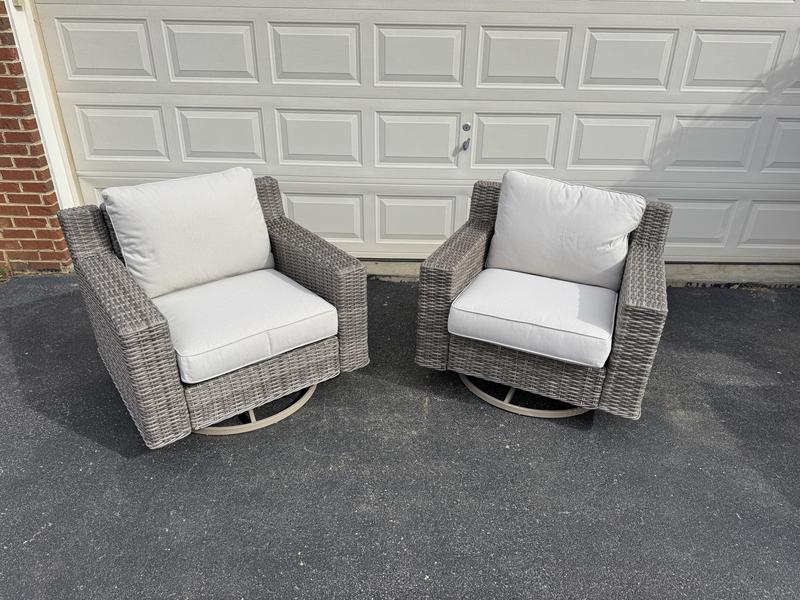 allen + roth Miles Park Set of 2 Woven Tan Steel Frame Swivel rocker ...